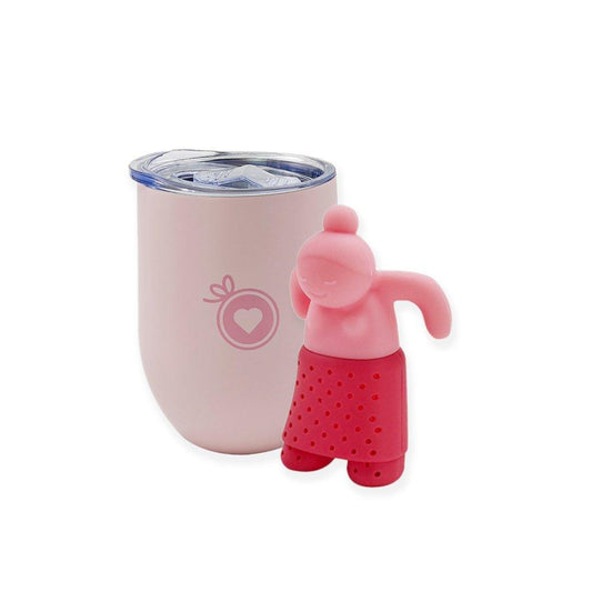 Sip in Style with this Pink Tea Tumbler and Tea Infuser Girl Set! - DecorChiq